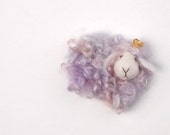 Felt Sheep lilac princess in corona - neddle felted wool Brooch or magnet