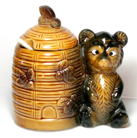 Honey Bear Jar Vintage Bear Honey Pot Vintage Ceramic Honey