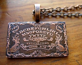 Ouija Board Necklace in Copper - witch jewelry, occult, jackalope ouija necklace