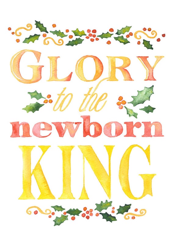 Items similar to Christian Christmas Card Set of 10 - Watercolor Painting - Glory to the Newborn