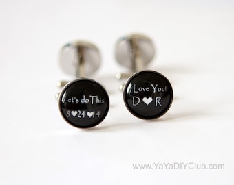 Grooms Gift from bride, Wedding Cufflinks for Groom Cuff Links, Custom Cufflinks, Personalized Cufflinks Groom Gift