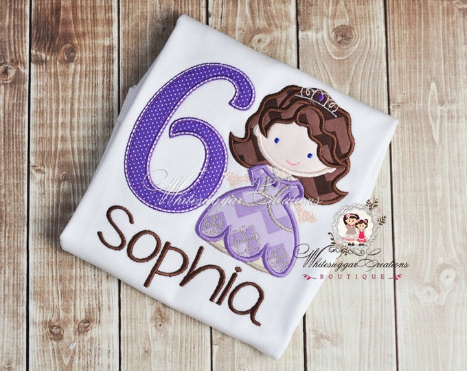 Sophie Princess with Lavender Dress Birthday Shirt - PREMIUM Personalized Princess Shirt