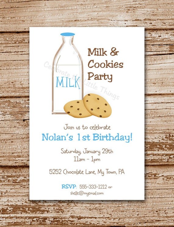 Milk and Cookies Invitation | Personalized | Blue (Printable) Il_570xn