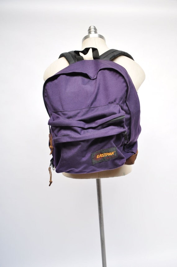vintage backpack with leather bottom eastpak carry on daypack