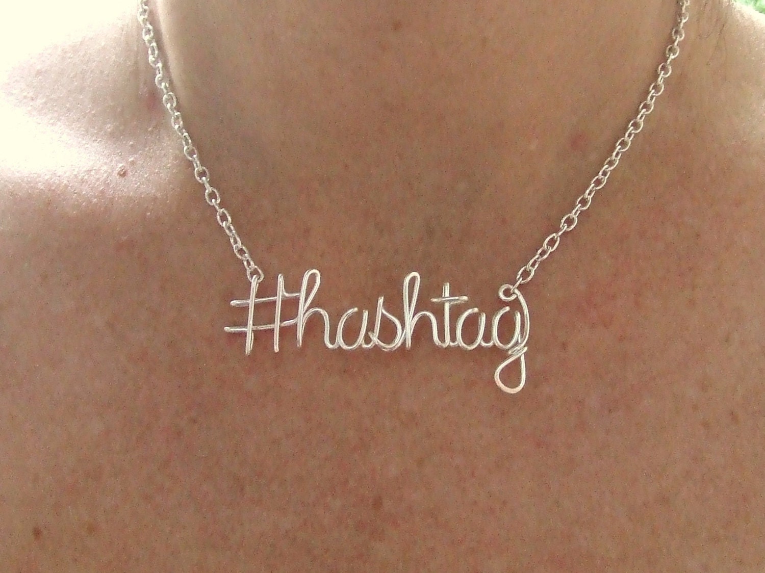 Hashtag Necklace Twitter Instagram Facebook Silver Hashtag