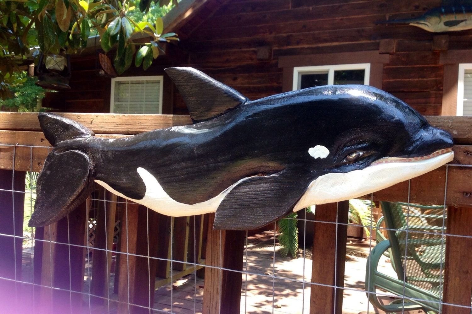 Killer Whale 36 chainsaw wooden Orca Whale carving
