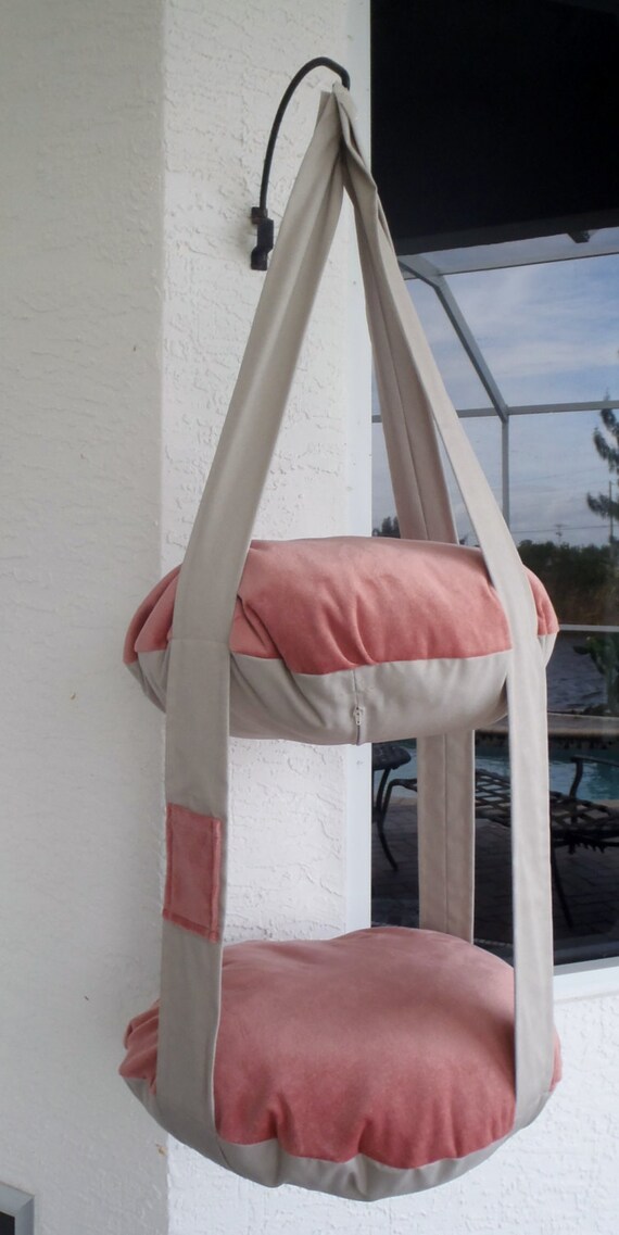 Cat Bed Hanging Double Cat Bed Salmon & Sandstone 2 Tier