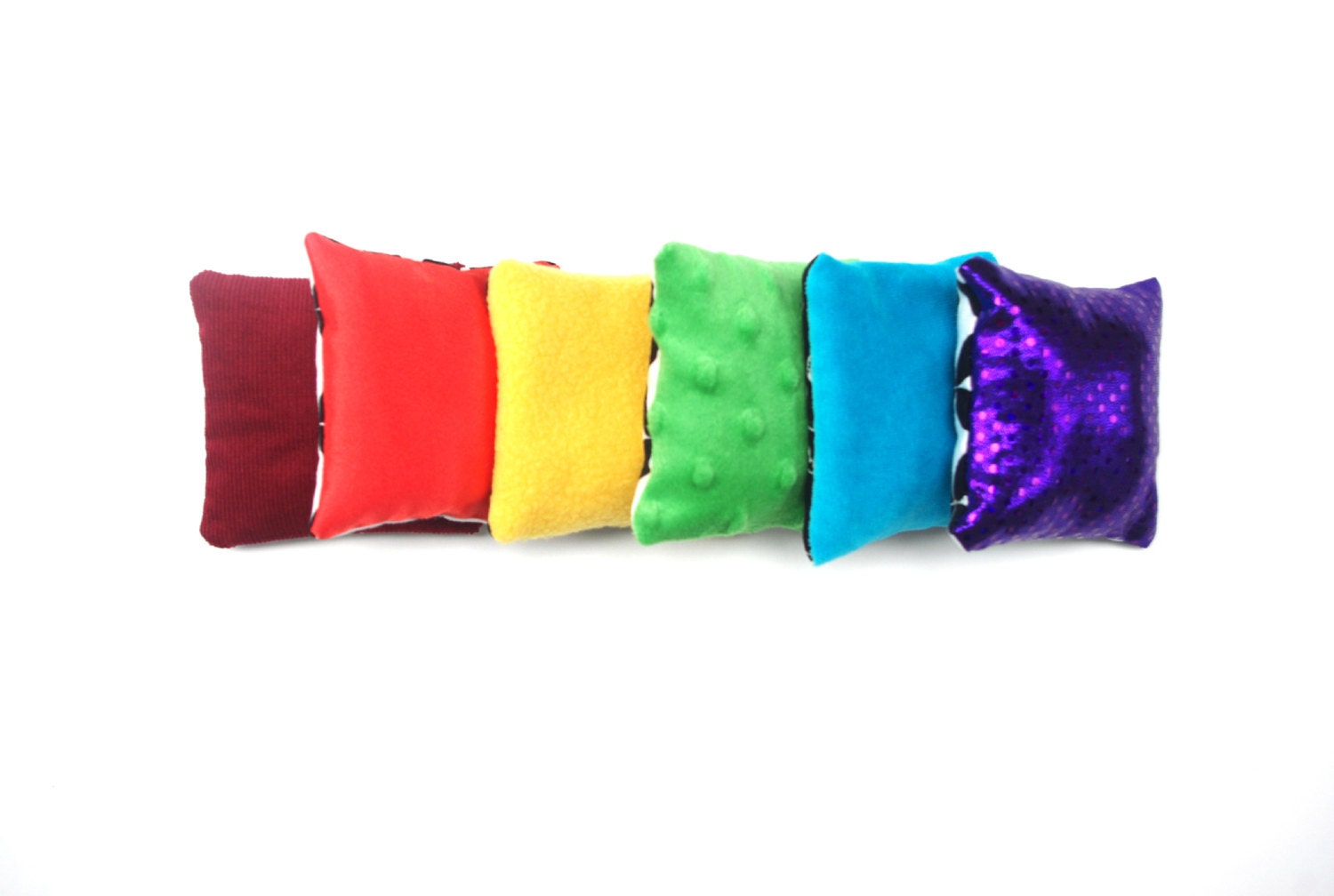 Sensory Bean Bags 6 Rainbow Contrasting Touch by IndieBambinoToys