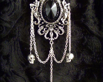 Large gothic cameo brooch memento mori Et in Arcadia ego gothic jewellery