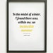 SALE // 5X7 Graphic Design Typography Print - Invincible Summer - Albert Camus Quote