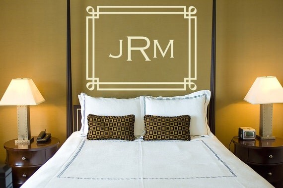 Monogram Decal Initials Vinyl Decal Wall Art Wedding Monogram Frame