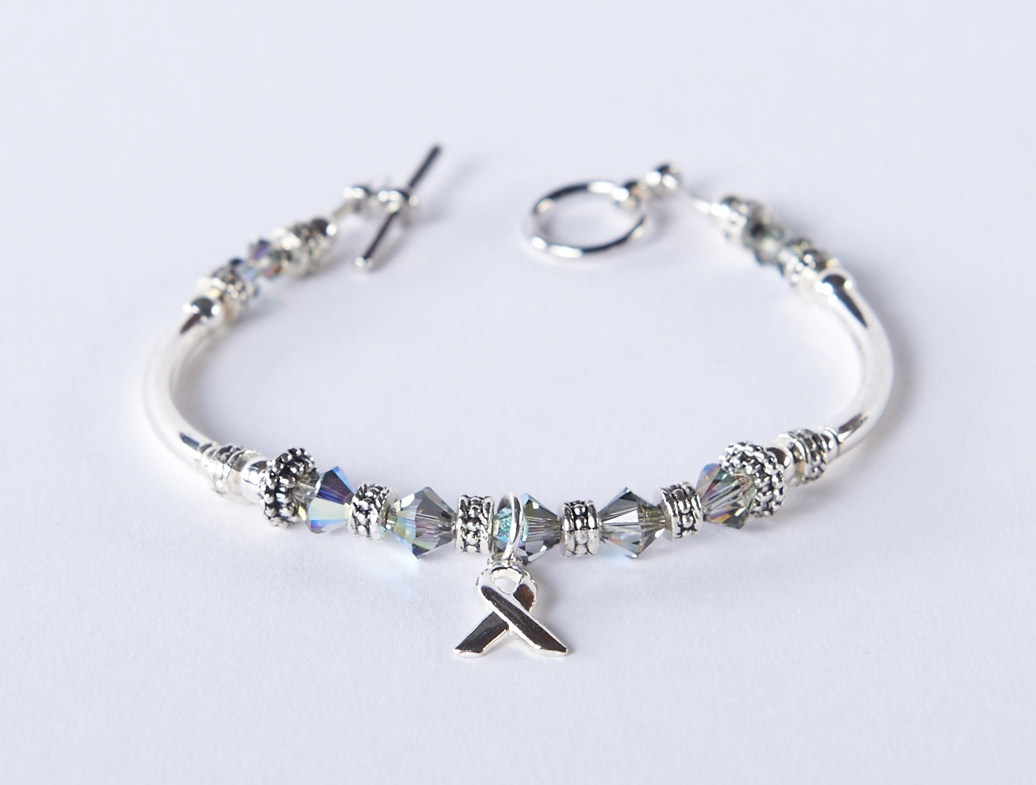 Parkinsons and Brain Cancer Awareness Charm Bracelet: Silver