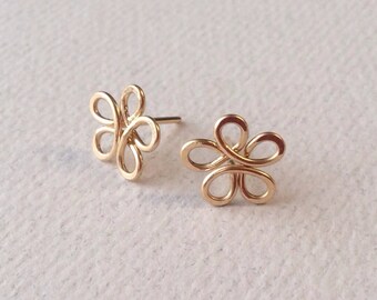 Tiny Gold Flower Post Earrings