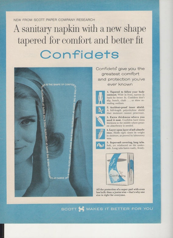 1963 Advertisement Scott Confidets Sanitary Napkins Feminine