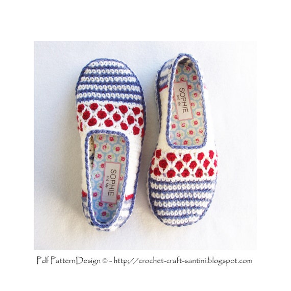 Stripe and Dot Slippers Basic Crochet Pattern Instant