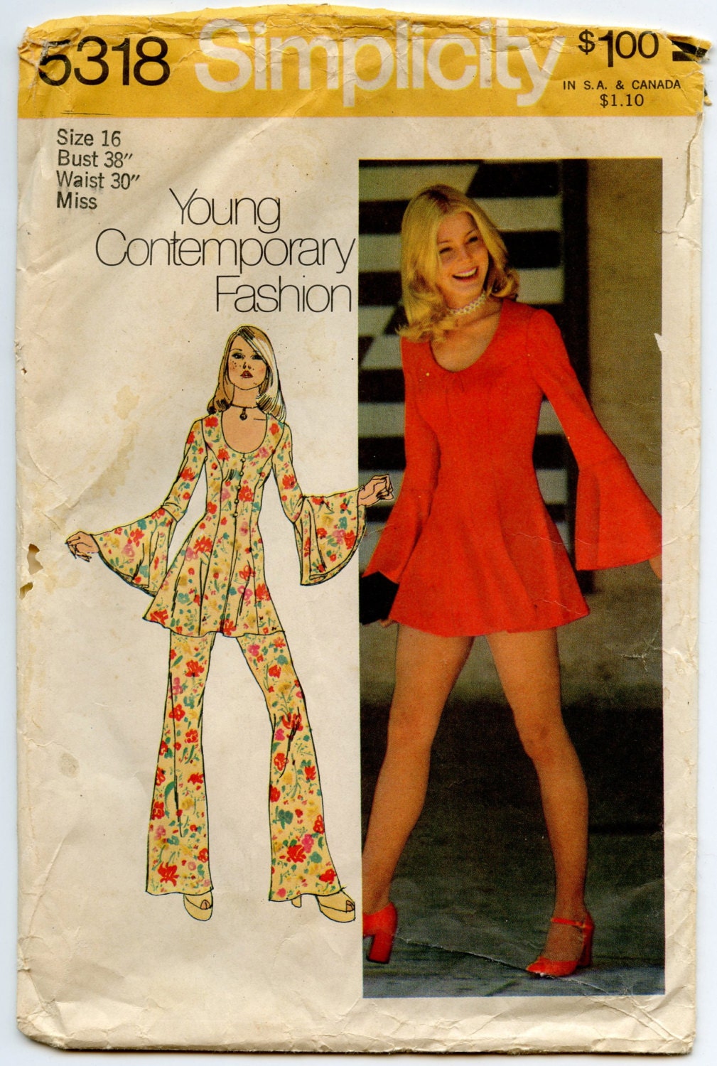 1970s Simplicity 5318 Vintage Sewing Pattern Misses Princess