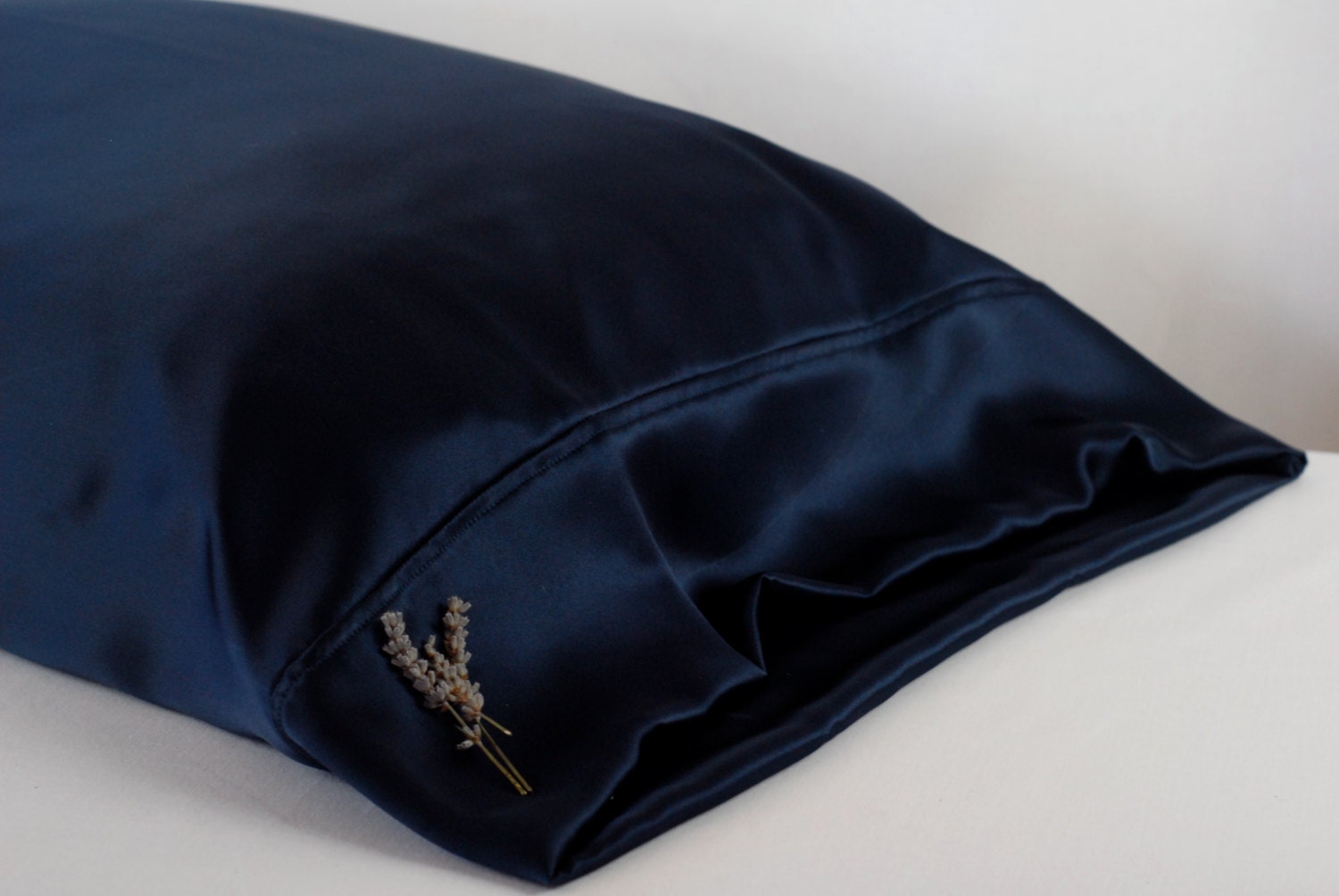 SILK Pillowcase Navy Blue Standard or King Available French