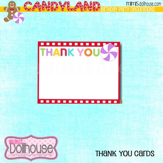 Candyland Thank You Cards- Candy Land Thank You Cards-PDF Il_570xn