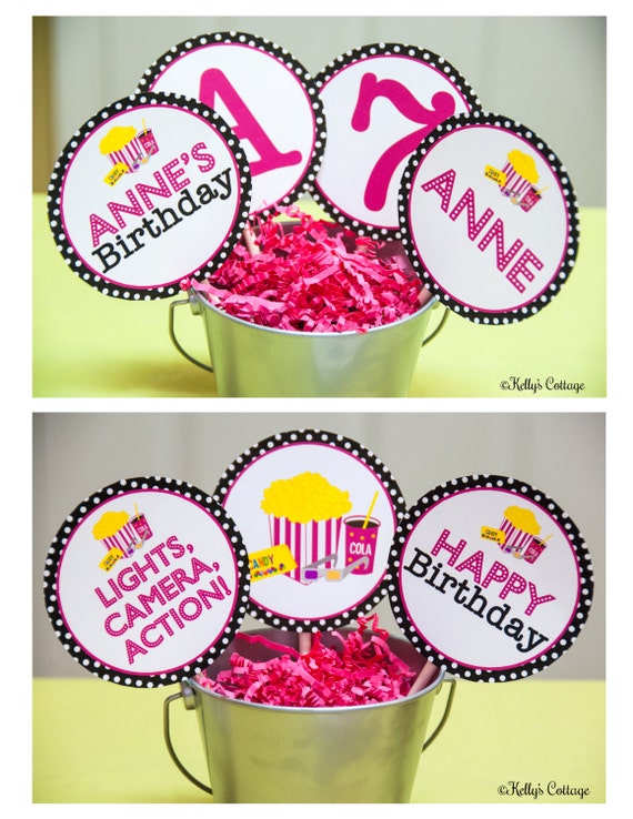 Movie Night Party 4 Inch Party Circles Customized + BONUS Theme 4 Inch Circles Il_570xn