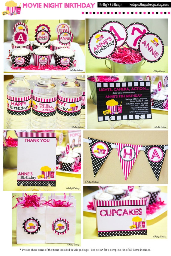 Movie Night Birthday Party Mini Package...Custom, Printable DIY Package Il_570xn