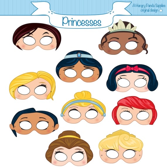 Princess Masks Printable Princess Character Party Masks