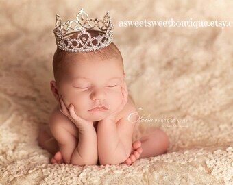 Baby Girl Crown Newborn Rhinestone Crown Princess Crown Princess Photo Prop Baby Tiara Baby Headband Newborn Headband Baby Rhinestone Crowns