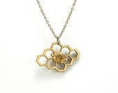 Honeycomb Necklace - Handmade - Jewelry - Laser Cut Jewelry - Bee Necklace