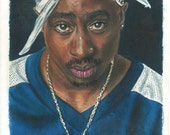 Tupac Shakur von Vernon Walker, Original Bleistiftzeichnung