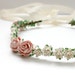 Bridal Floral Halo, Wedding, Flower Crown, Pink and Creamy White, Spring, wedding headband, Flower Girl, Bridal, hair Accessories - EMMA