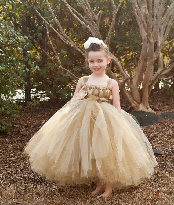 Flower Girl Tutu Dress Empire Waist Babydoll Style with Satin