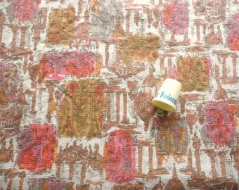 abstract retro print vintage cotton fabric -- 34 wide by 1 1/4 yards long