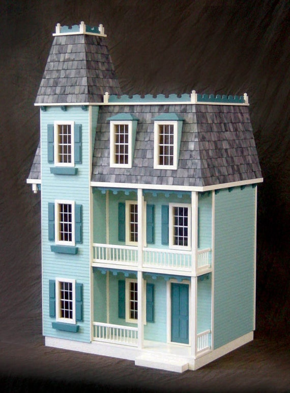 Scale One Inch Queen Victoria Mansion Wooden Dollhouse Kit