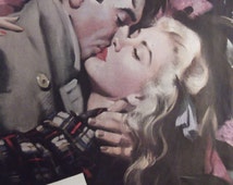 VINTAGE MAGAZINE ILLUSTRATION Original Vintage Print Art Couple Lovers Romance Romantic Man Woman Love Ready To - il_214x170.552338972_telz