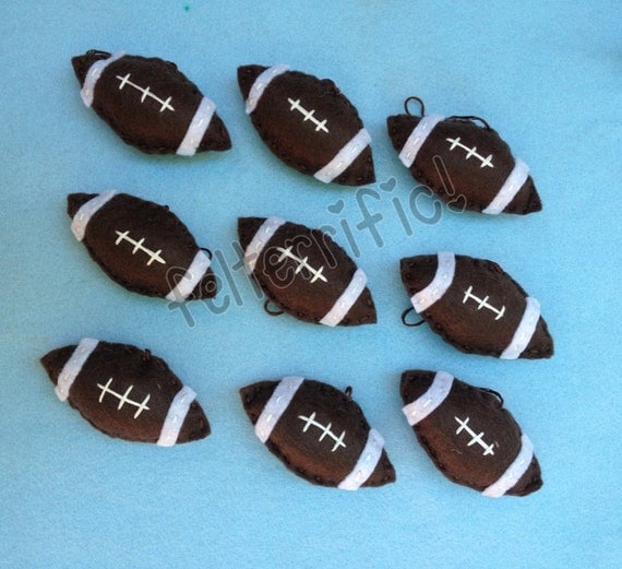 1 Dozen Handmade Felt Mini Football Ornaments