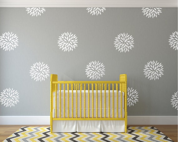 Vinyl wall decal flower blooms White wall decal pattern