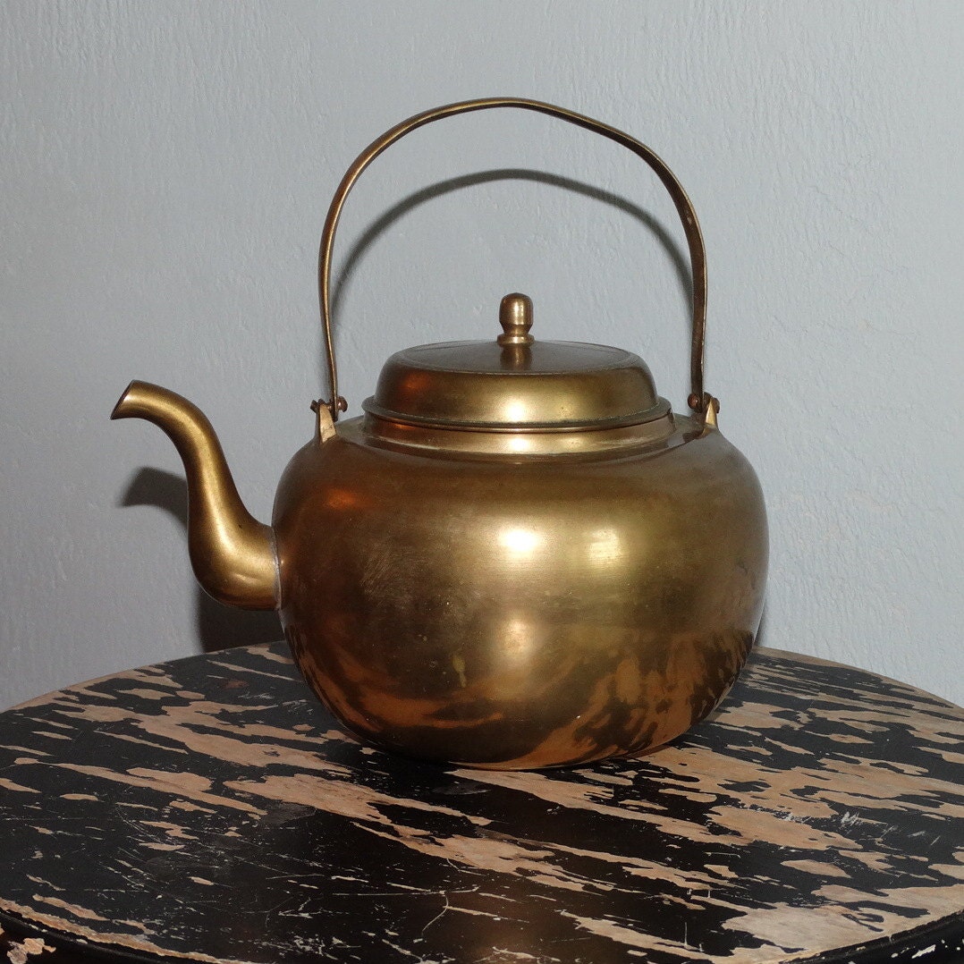 Vintage Solid Brass Teapot Kettle Made in Korea by ThingsAmassed