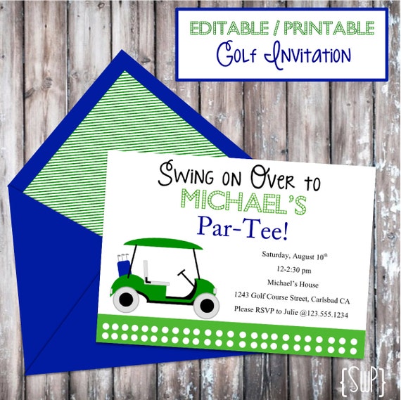 INSTANT DOWNLOAD Printable Golf Invitation EDITABLE