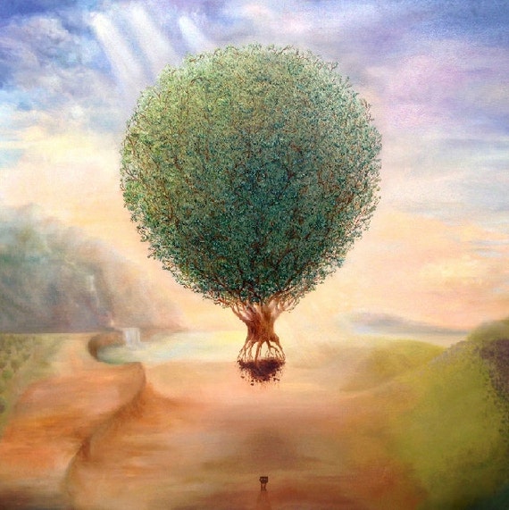 20x20 Tree Roots Hot Air Balloon Over Majestic Valley Land