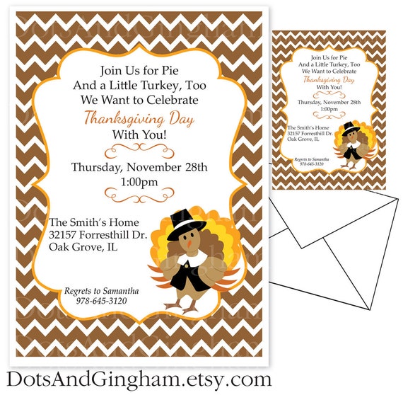 Thanksgiving Invitation-Chevron Turkey Thanksgiving Invitation-Printable Thanksgiving Invitation-Turkey Invite-Thanksgiving Invite-Turkey Il_570xn