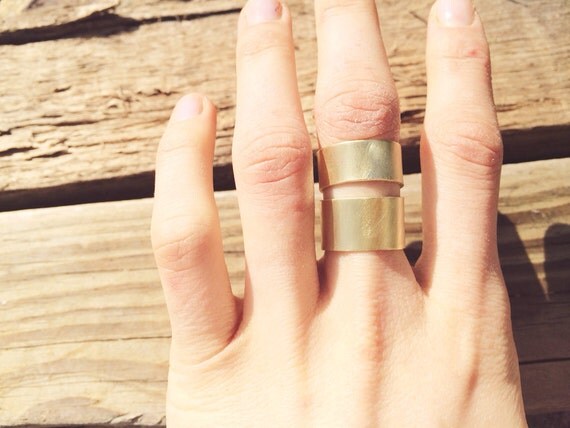 Brass Finger Cuff Double Ring Set by GramercyEight on Etsy