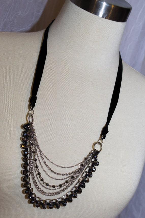 Items similar to Black velvet & Chain Necklace on Etsy