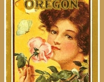 Vintage 1911 Portland Oregon Travel Graphic Image fridge magnet pink rose roses - il_214x170.536349236_ba0g