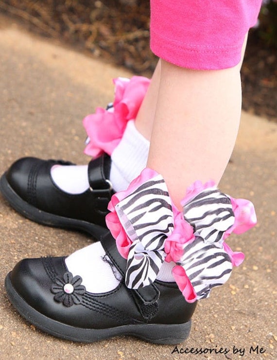 Girls Socks Zebra Hot Pink Baby Ruffle Socks Safari Animal