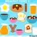 80% SALE Breakfast Foods Clip Art - Digital Breakfast Foods Clipart - Pancakes, Bacon, Toast, Orange Juice, Coffee - NRCDesignStudio