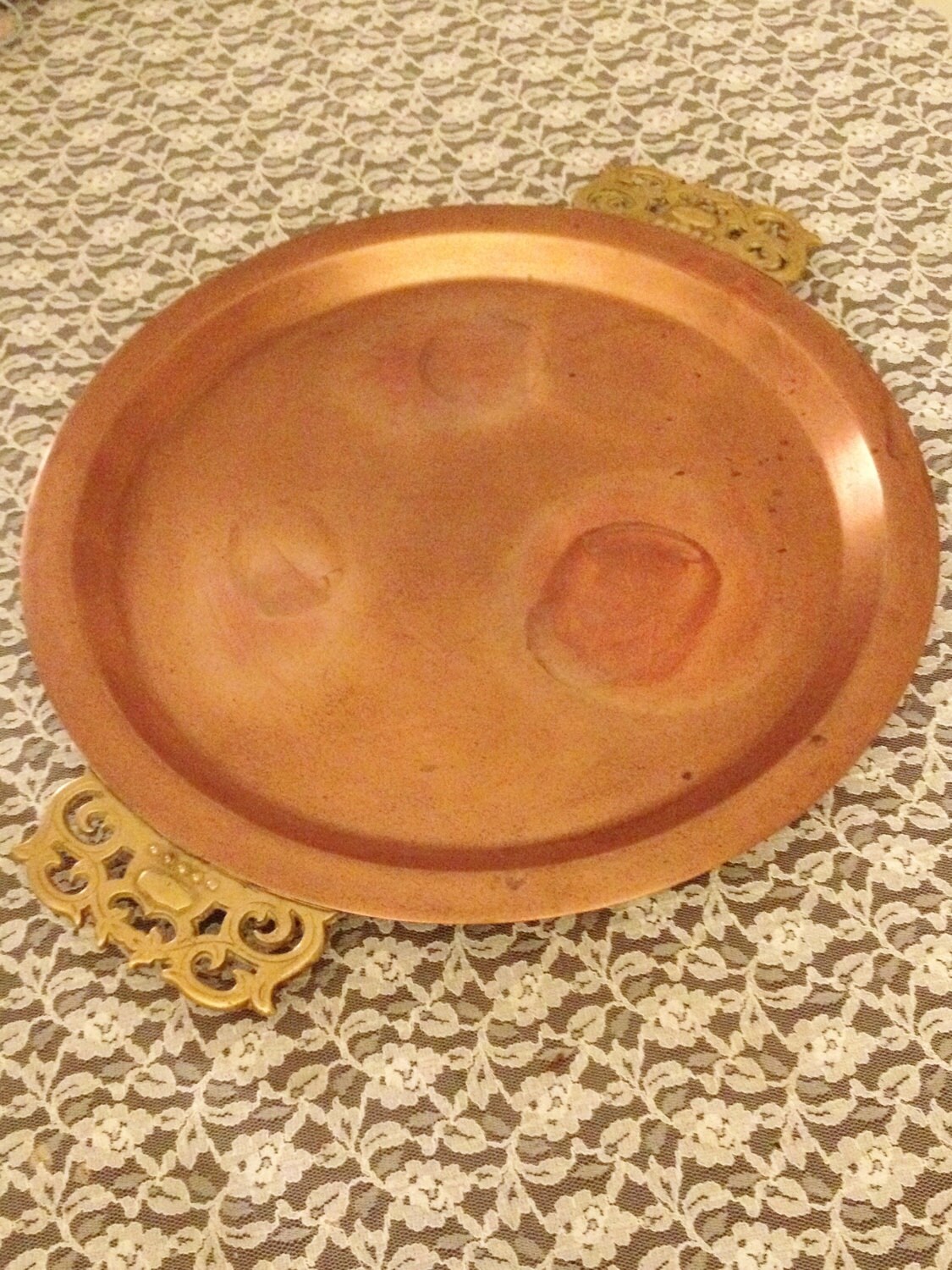 Round Copper Tray Brass Handles Large Copper Tray Ornate