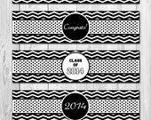 INSTANT DOWNLOAD - Water Bottle Labels - Chevron Stripe Graduation Theme - DIY - Printable Il_170x135