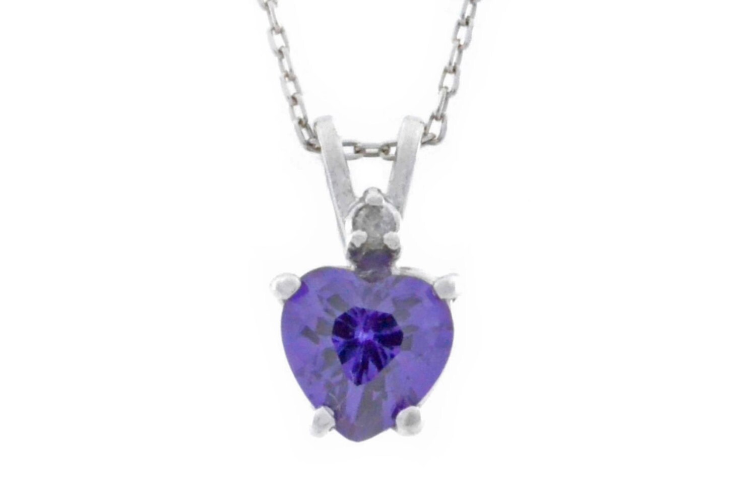 1 Ct Alexandrite & Diamond Heart Pendant .925 Sterling Silver