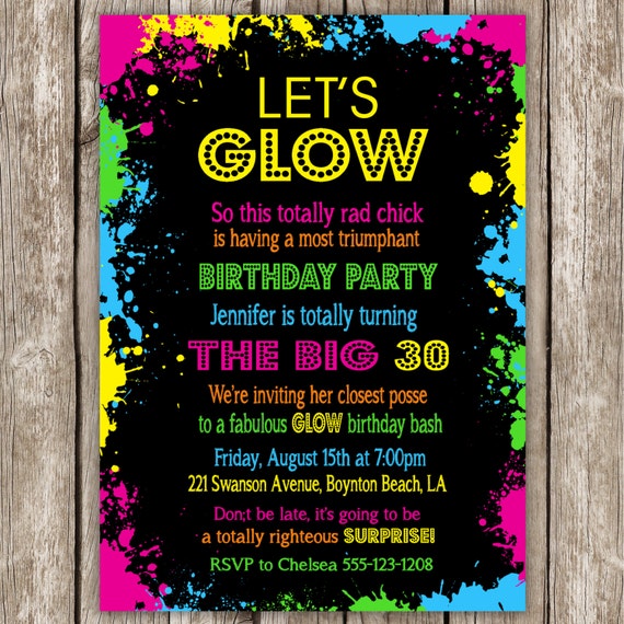 Glow Party Invitations 9
