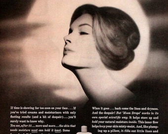 Revlon Moon Drops Ad - Cream - Serum - Lotion - 1960 - Retro Vintage Cosmetic & Beauty Advertising
