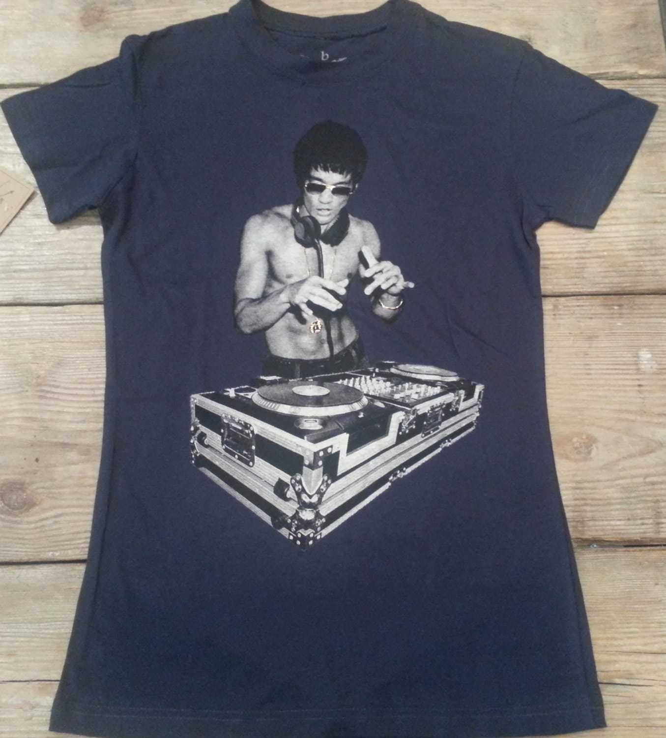 Bruce Lee DJ Womens Blue T shirt by ScreamfamousClothing on Etsy